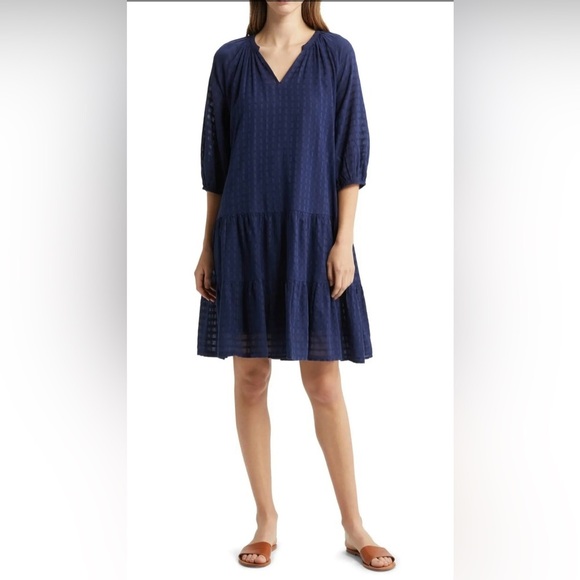 Caslon size L Tiered Swing Dress, Navy***NWT*** - Picture 3 of 5